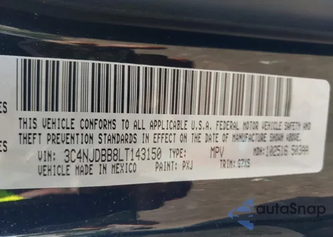 2020 Jeep Compass Latitude 4X4 из США, поврежденный, VIN 3C4NJDBB8LT143150